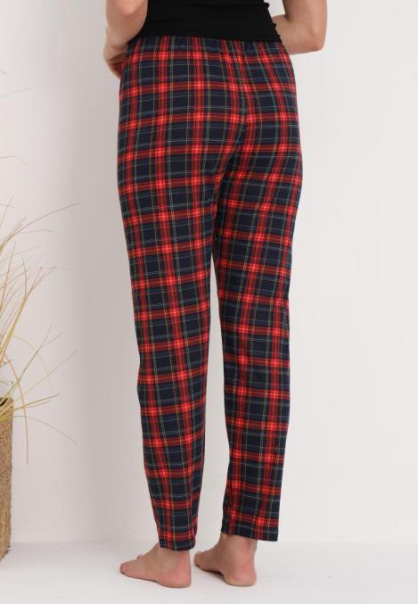 Pantaloni de Pijama Dama ,Culoare Bleumarin cu Rosu ,Engros